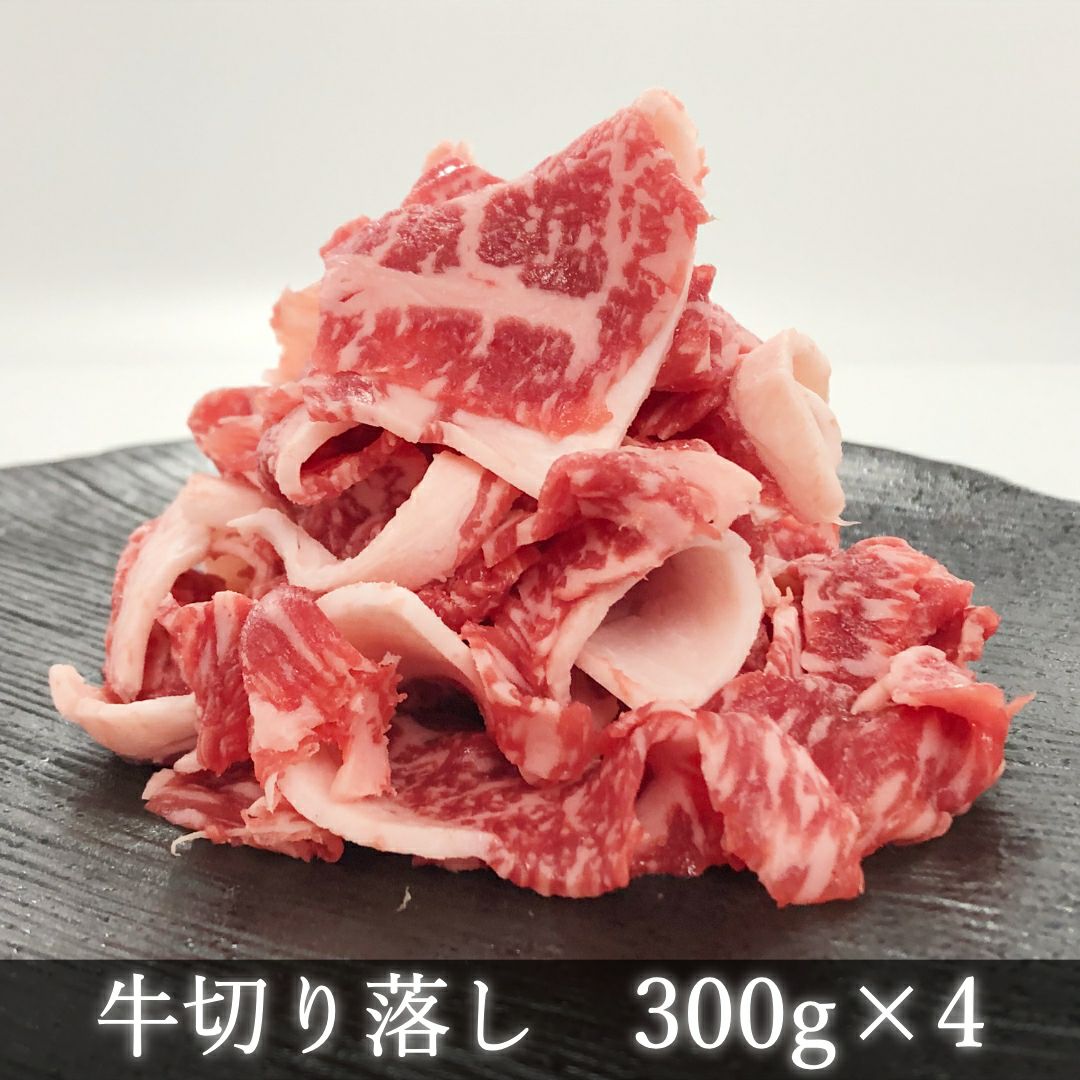 赤身が美味しい宮崎県産黒牛 切り落とし1.2kg（300gx4パック）